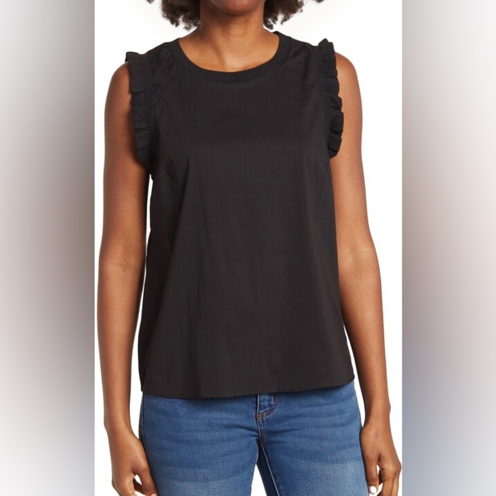 Ribbon Ruffle Poplin Top - Picture 9 of 11